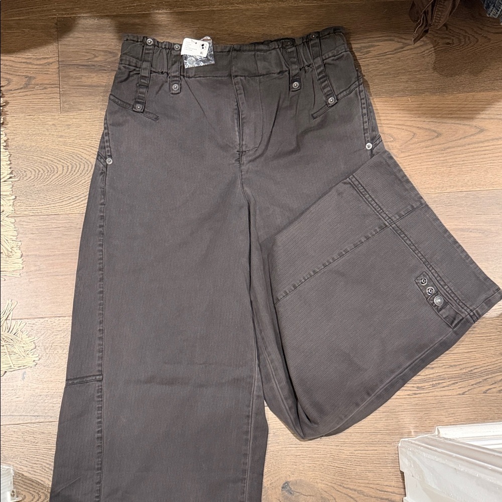 Free People washed black Wide-Leg Cargo Pants
